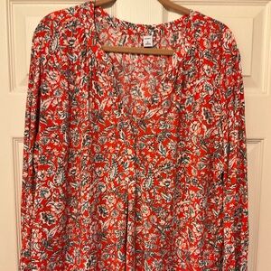 Old Navy XL Red and White Floral Top